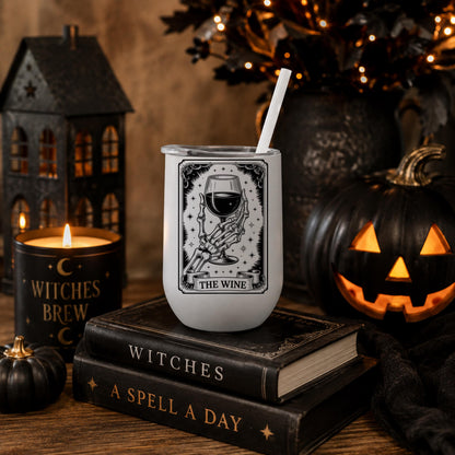 Halloween - Halloween Tumbler- Tarot Card - The Wine - Wine Tumbler 12 oz Wine tumbler